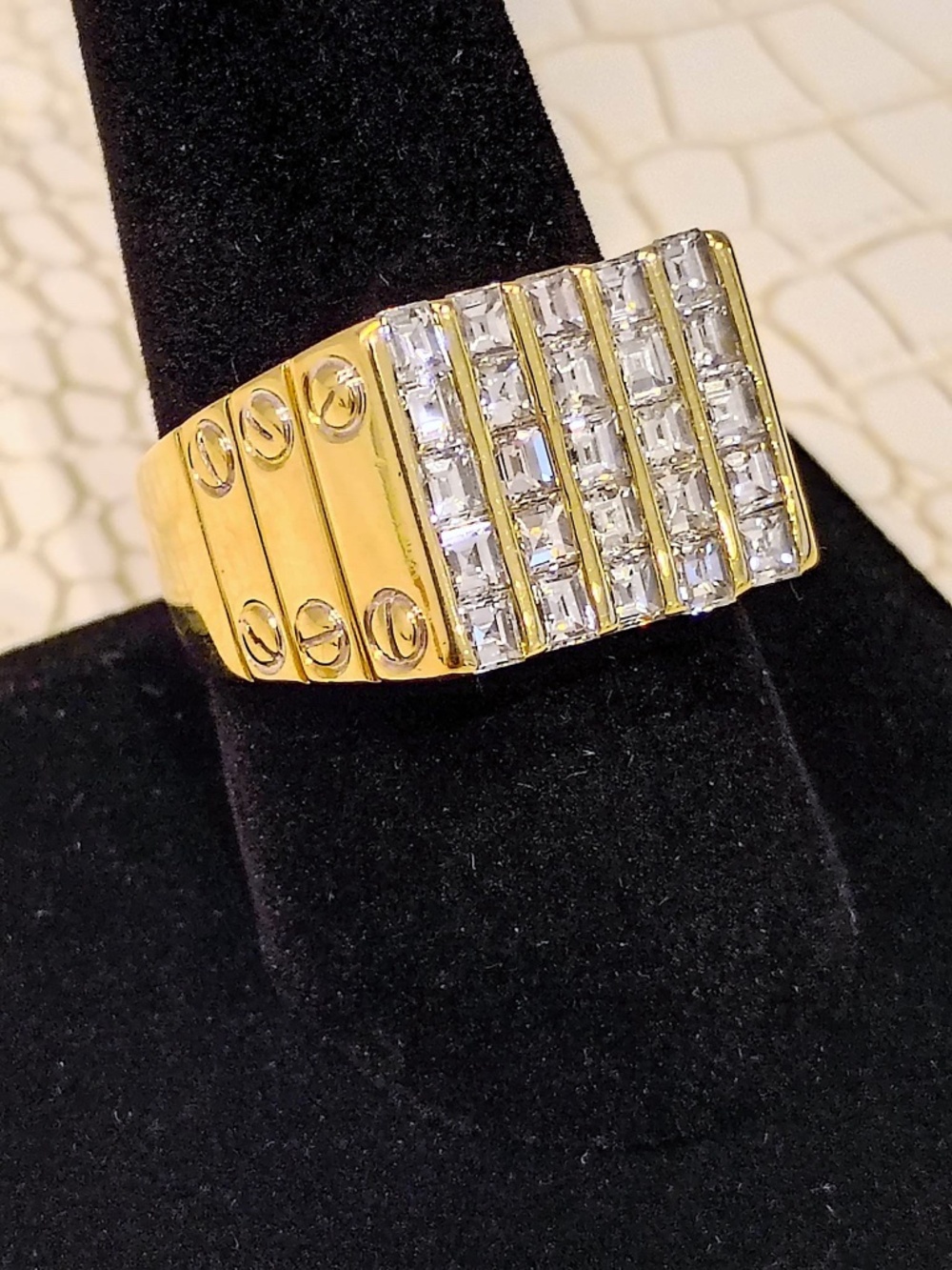 Unique Custom Men's 14k-25 Square Natural Diamonds about 2.5 ct. 12grs.(10-10.5)